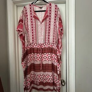 Elegant Red and White Maxi Dress